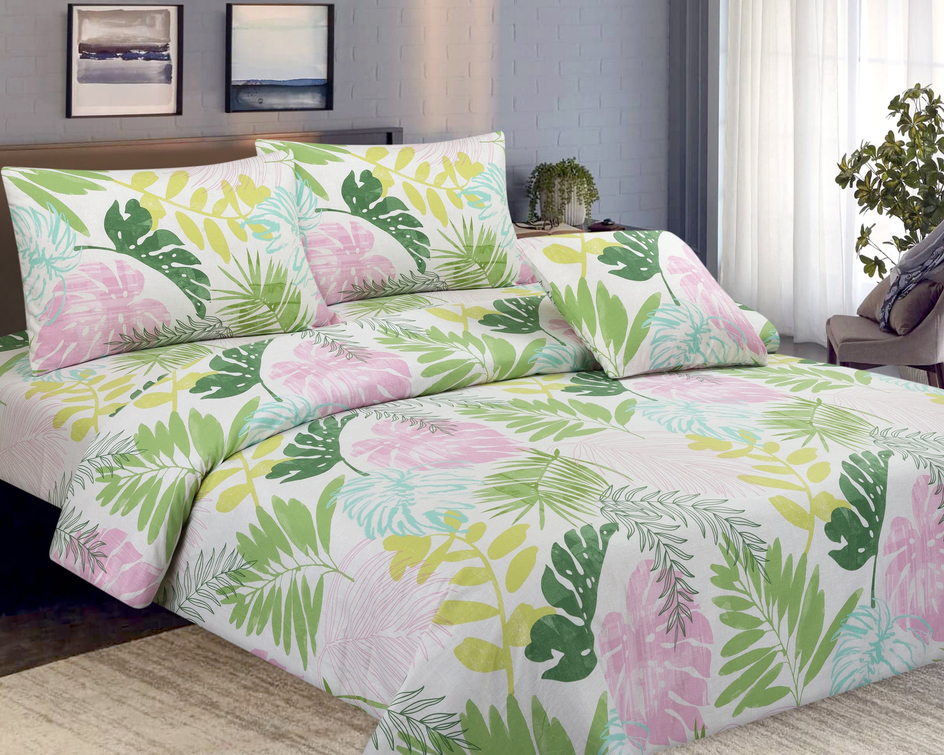 COTTON 4 PCS BEDSHEET SET PRINT