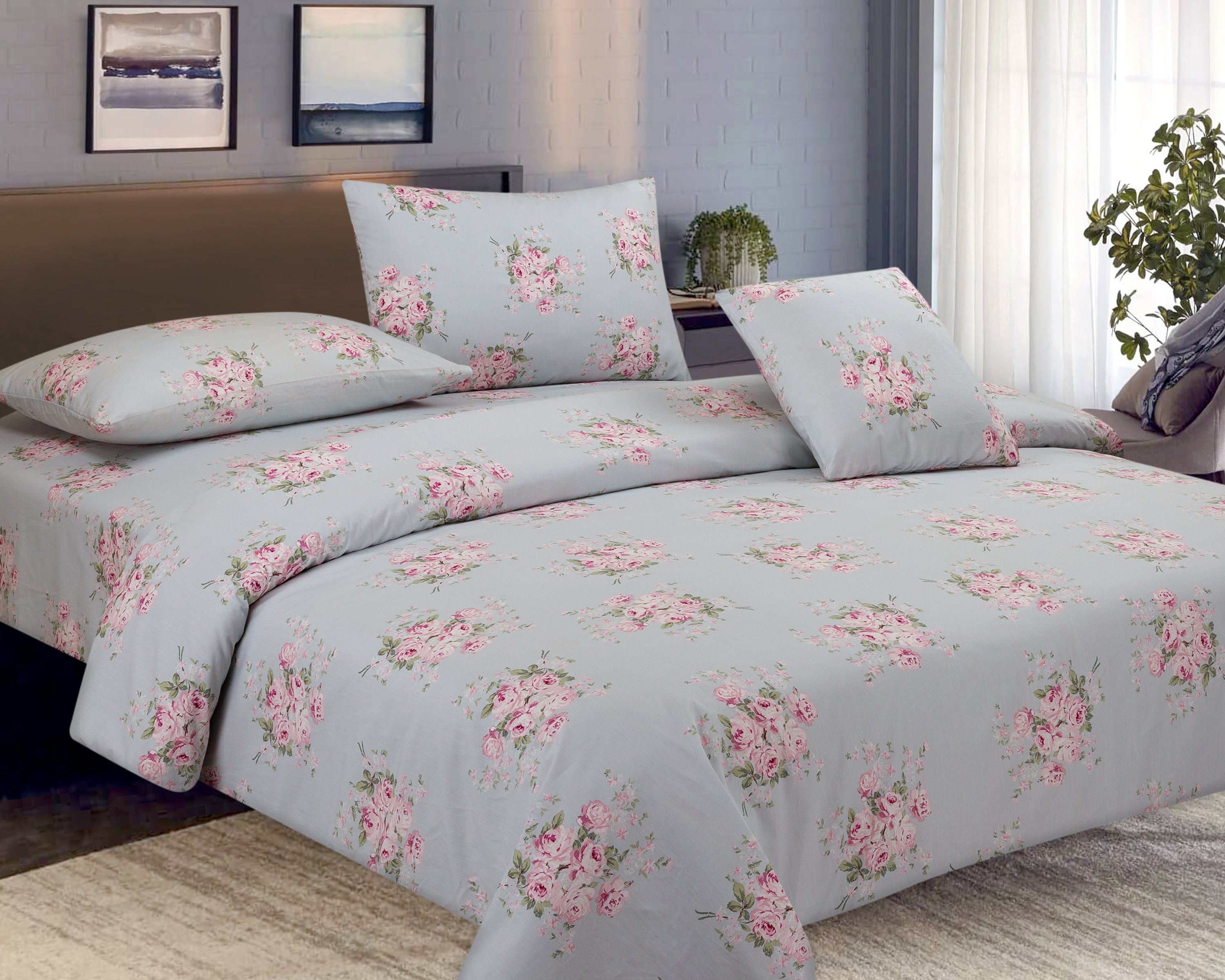 COTTON 4 PCS BEDSHEET SET PRINT