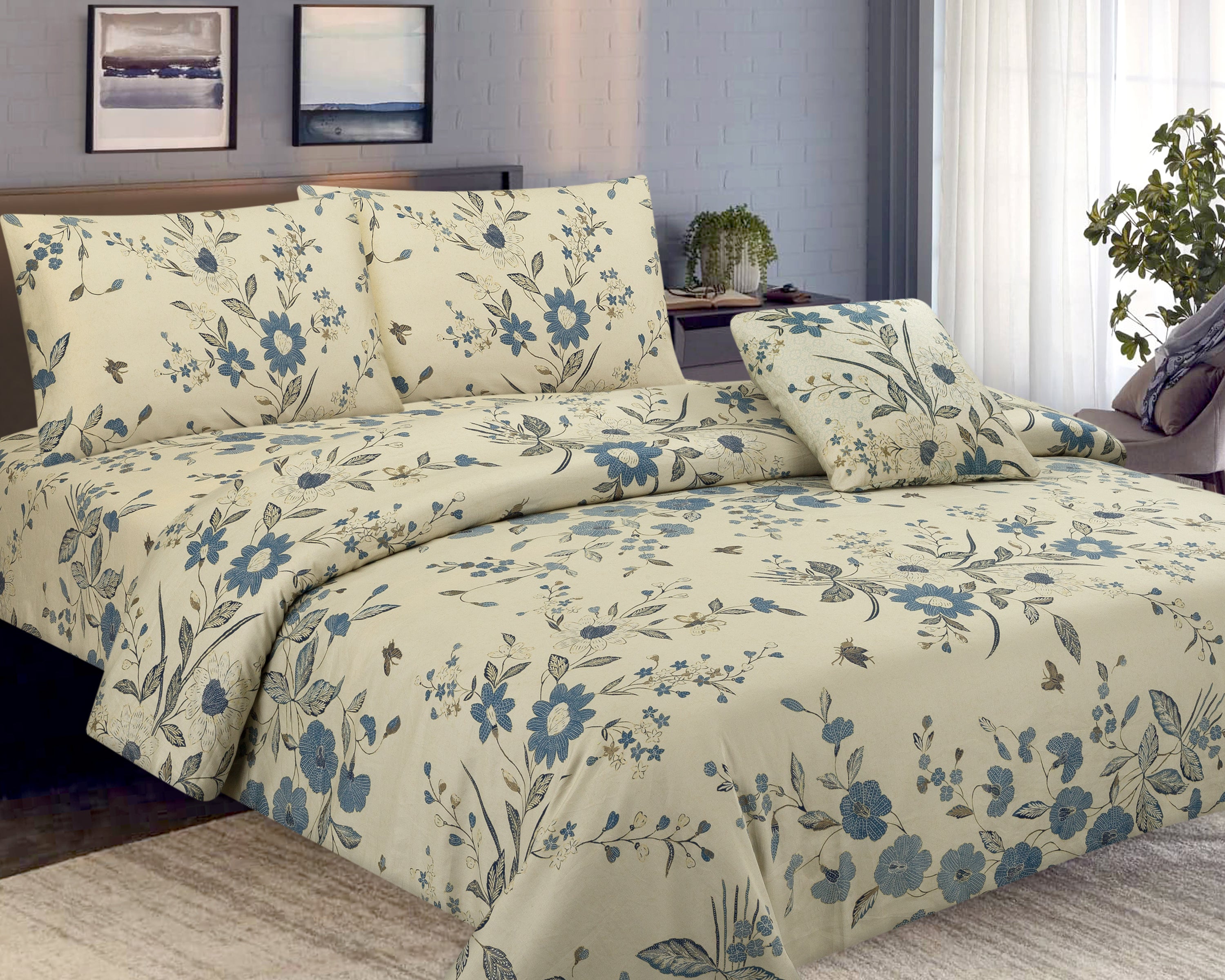 COTTON 4 PCS BEDSHEET SET PRINT