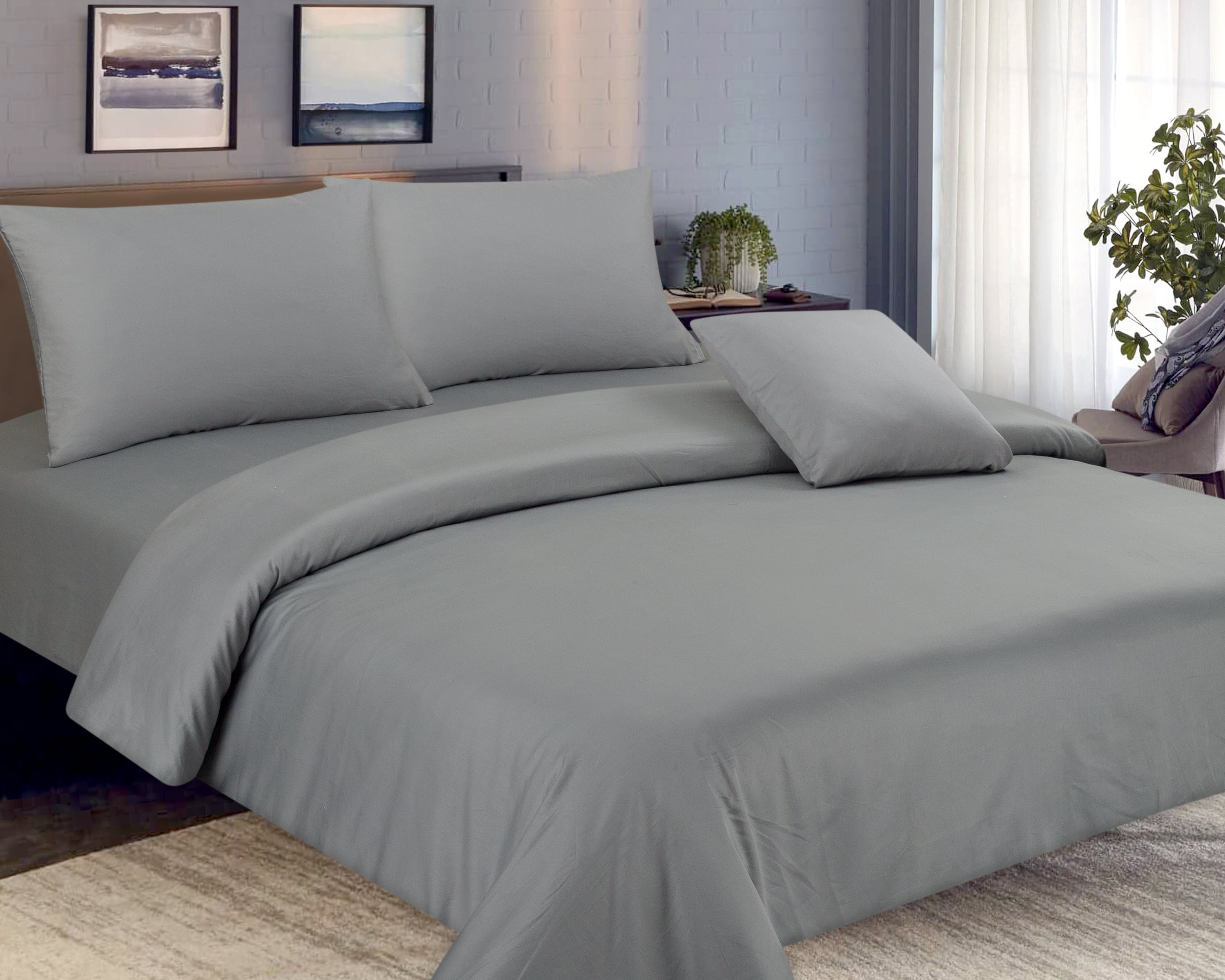 COTTON 4 PCS BEDSHEET SET DYED