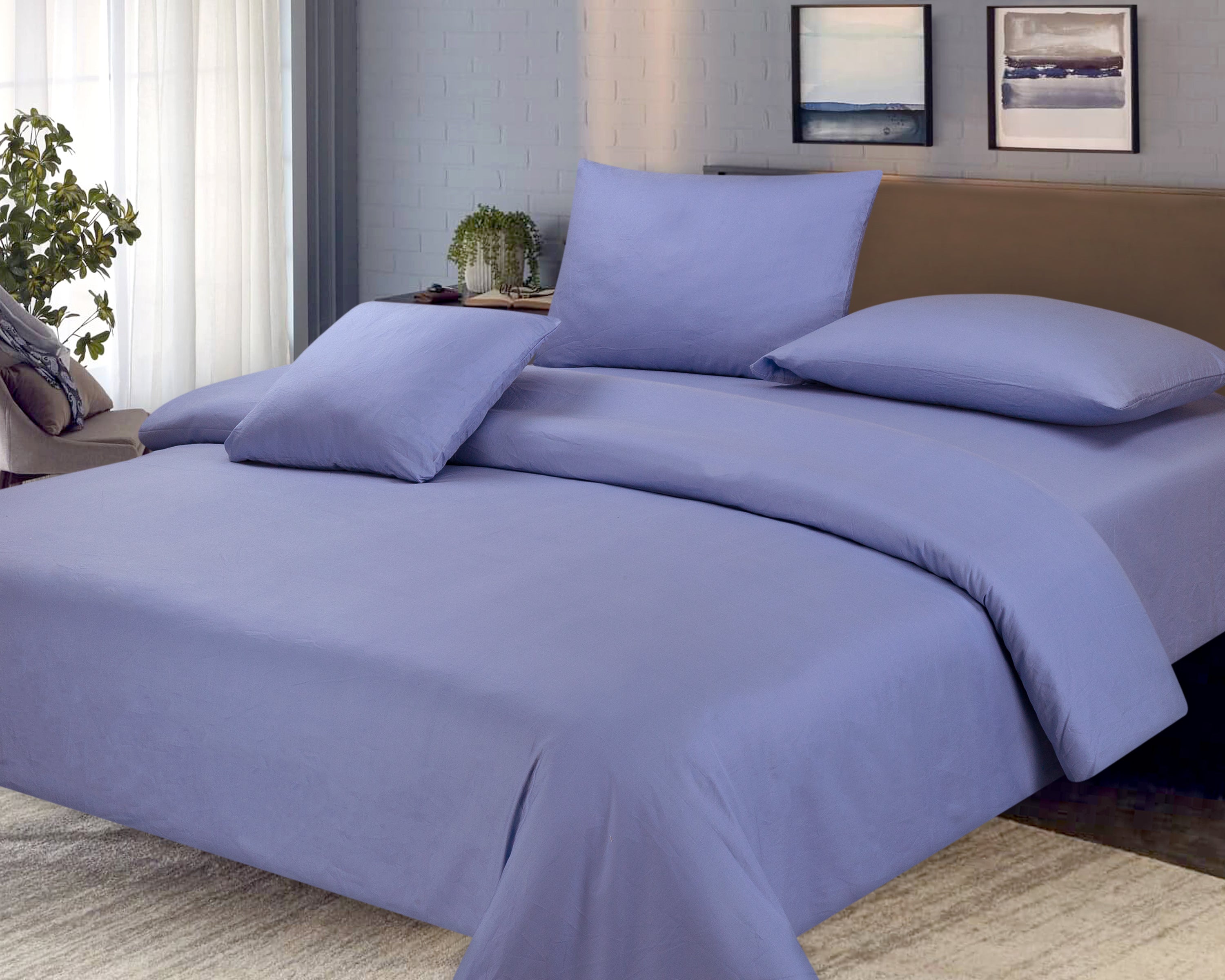 COTTON 4 PCS BEDSHEET SET DYED