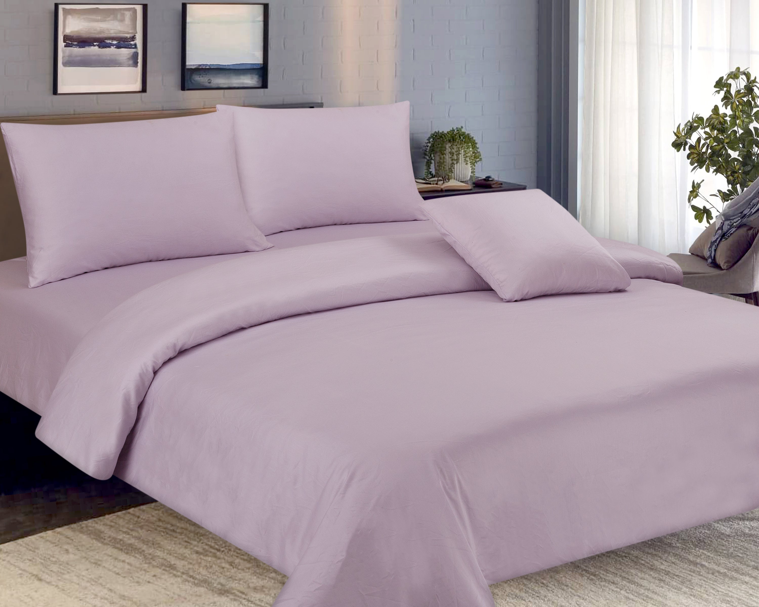 COTTON 4 PCS BEDSHEET SET DYED