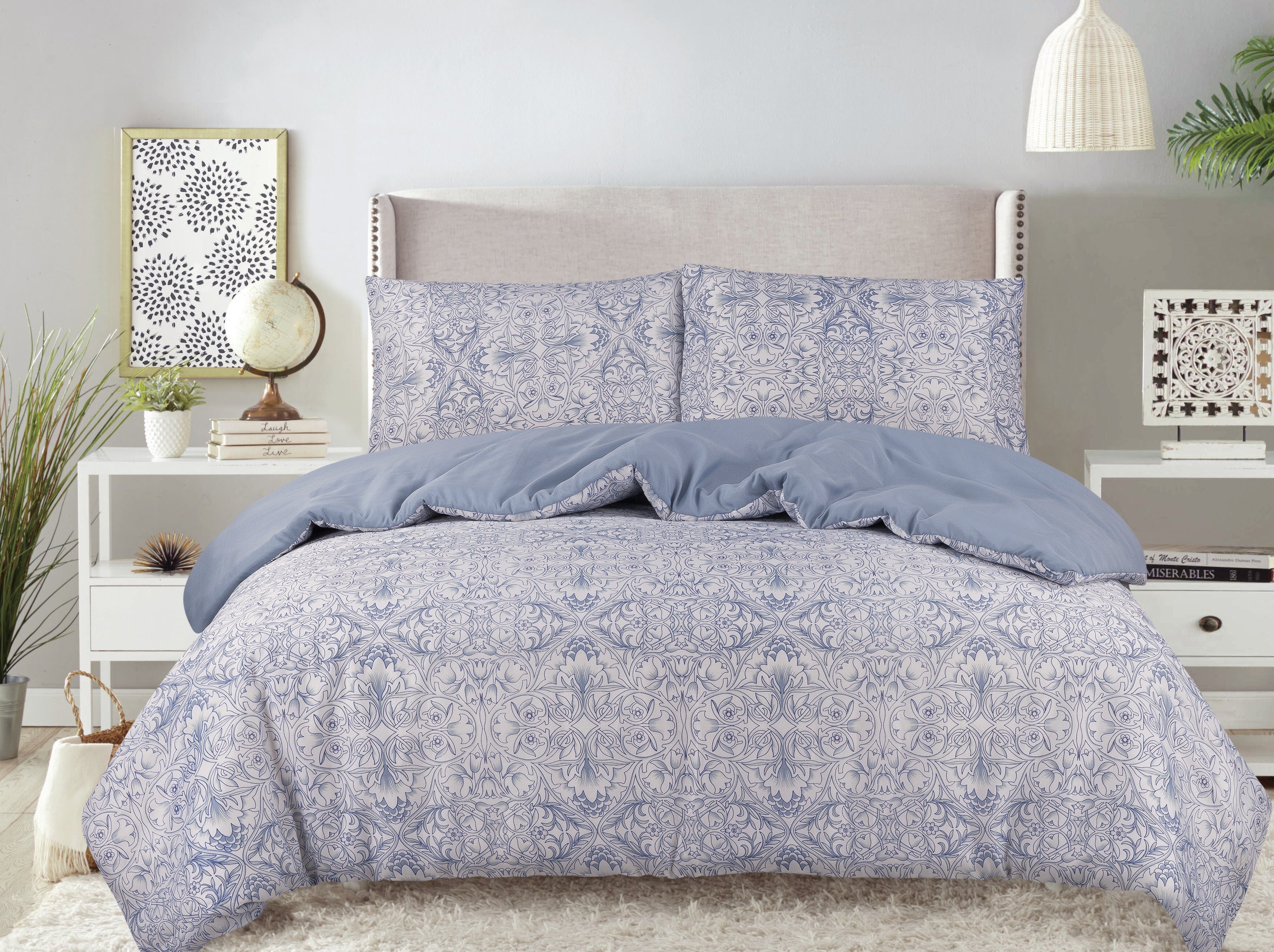 3 PC PURPLE PRINTED COMFORTER SET