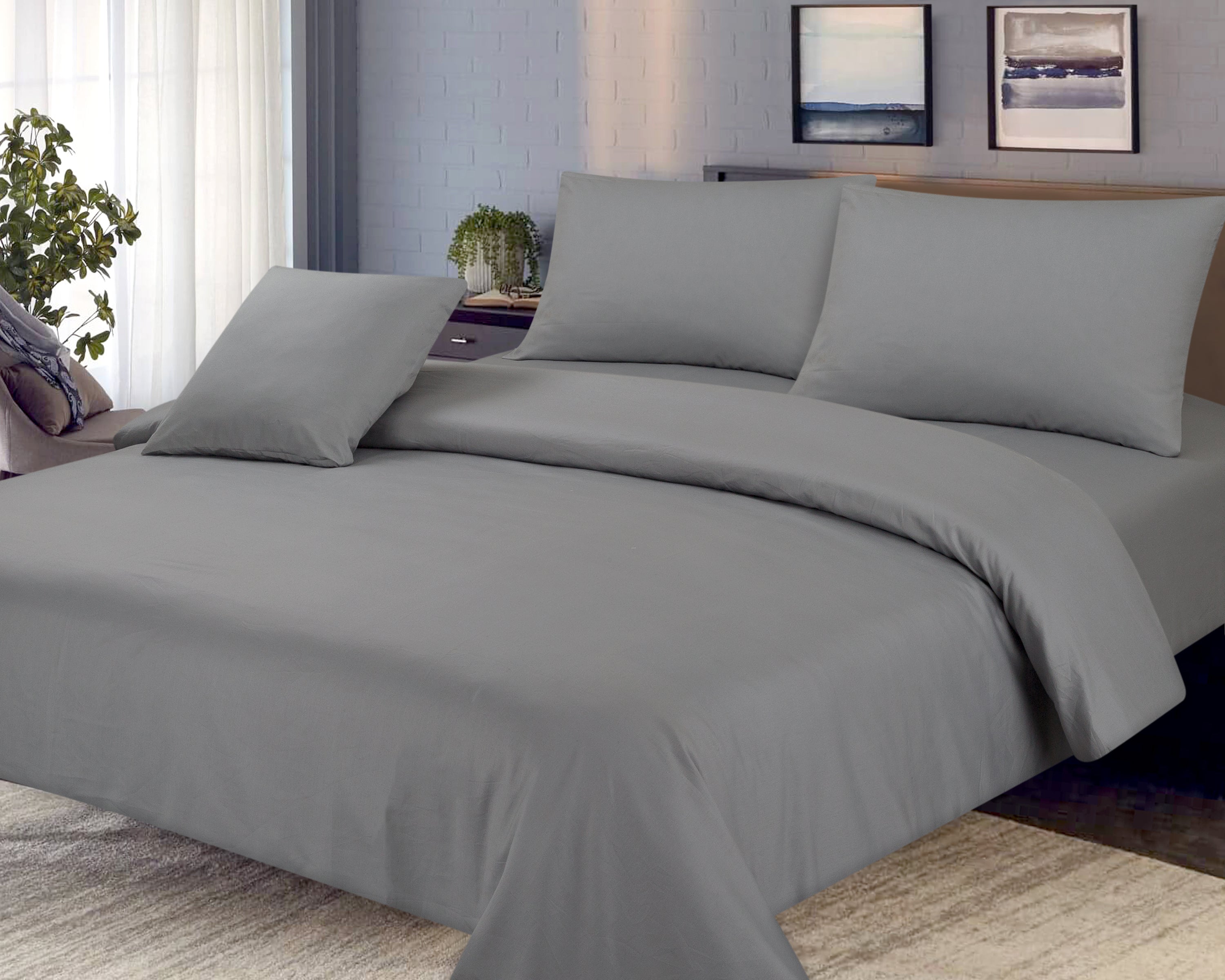 COTTON 4 PCS BEDSHEET SET DYED