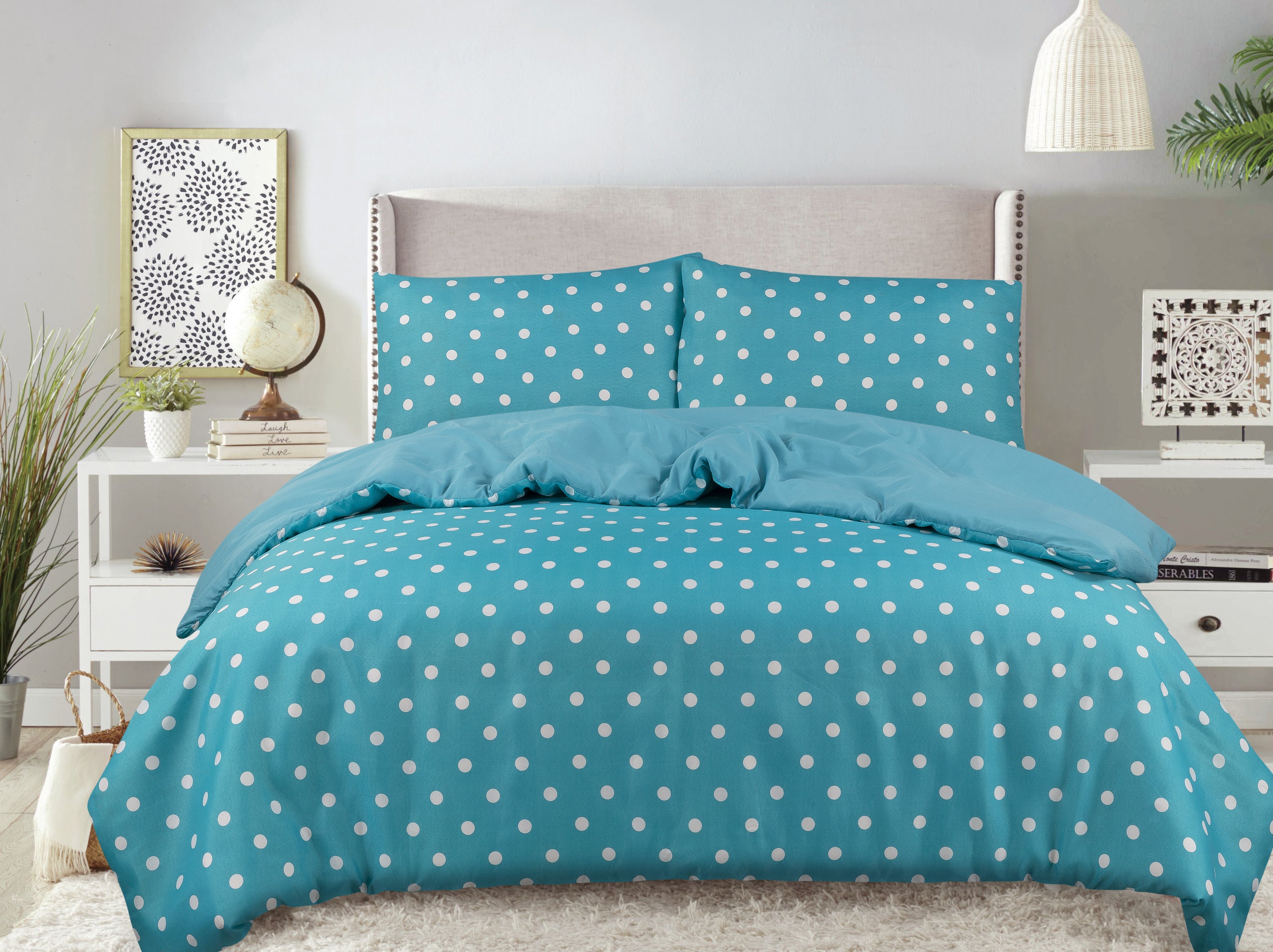 3 PC BLUE PRINTED COMFORTER SET