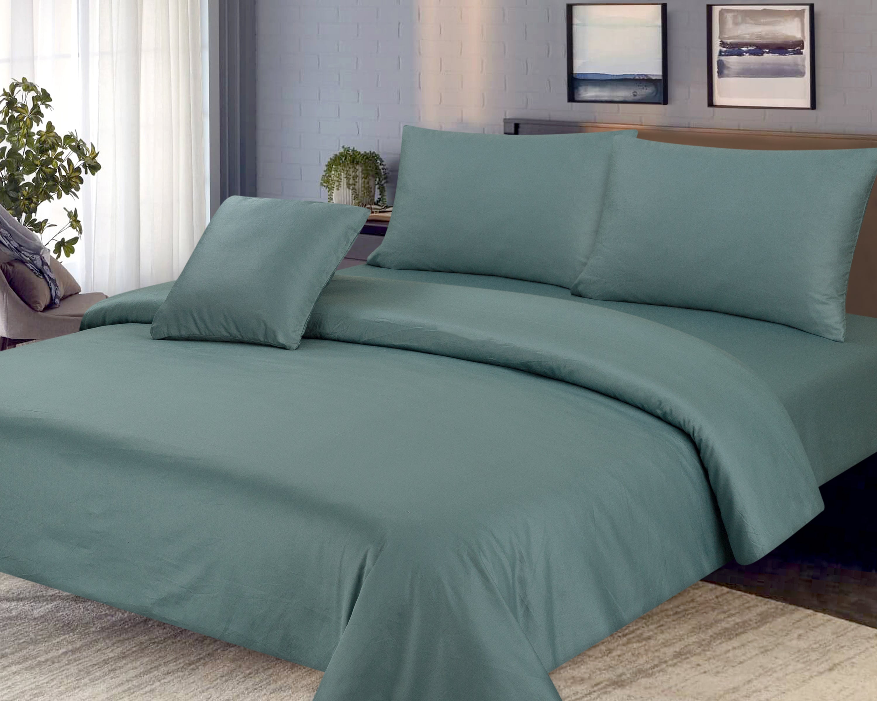 COTTON 4 PCS BEDSHEET SET DYED