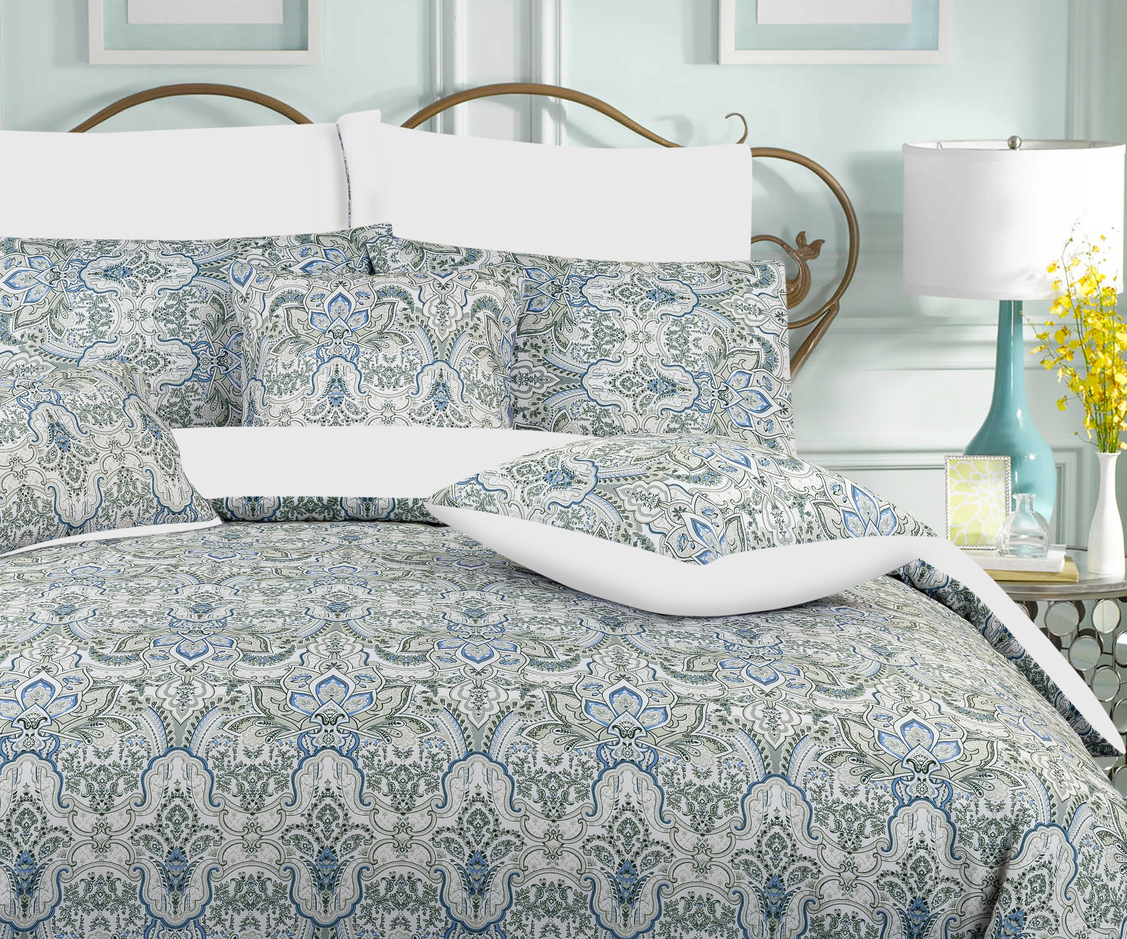 7 PC ROYAL GREEN COMFORTER SET