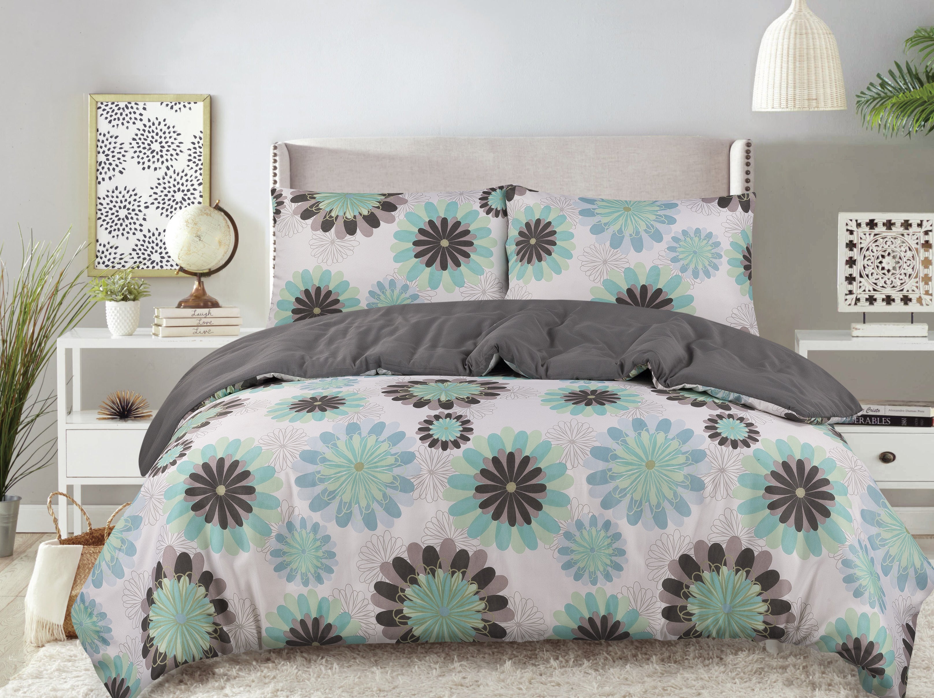 3 PC GREEN PRINTED COMFORTER SET