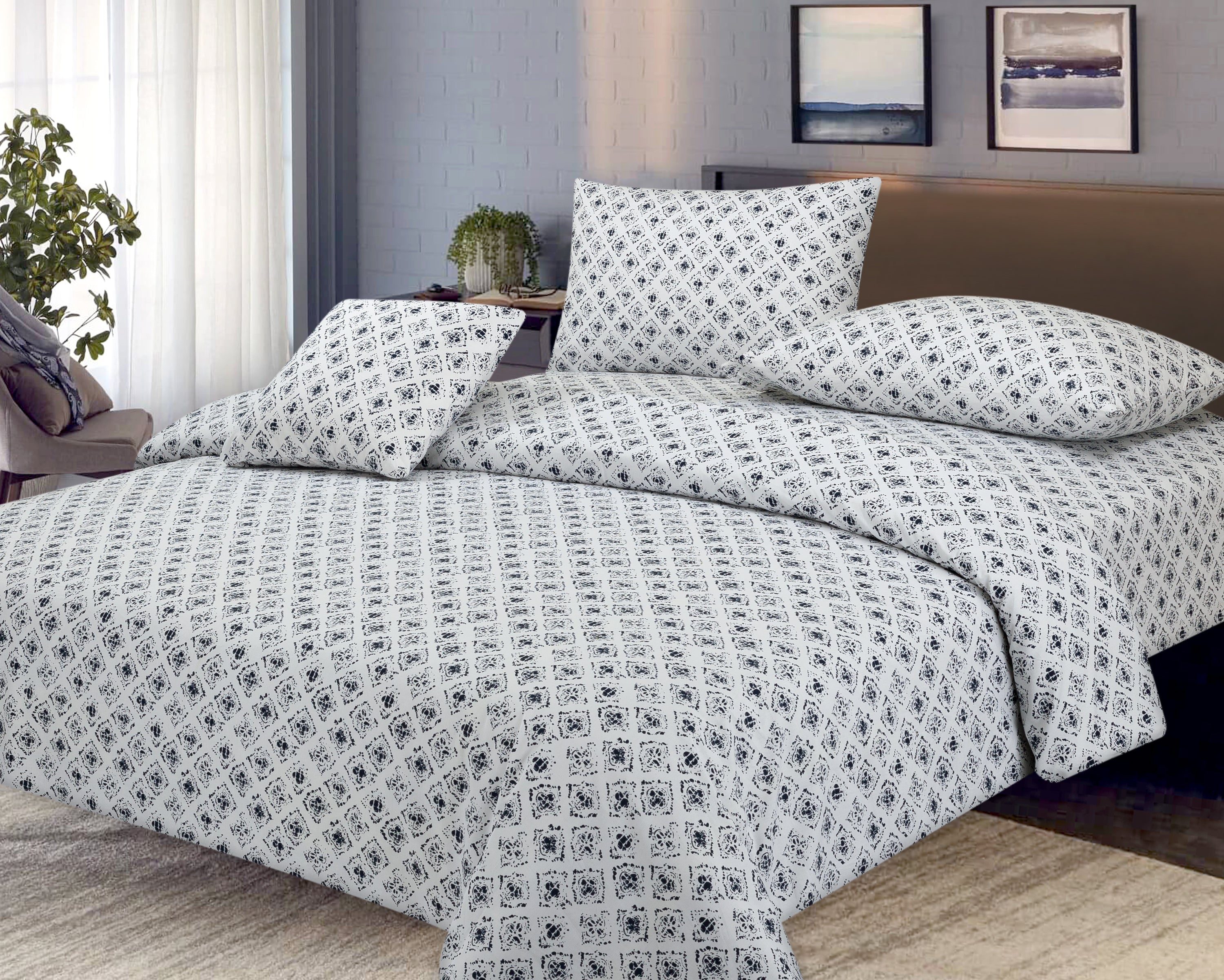 COTTON 4 PCS BEDSHEET SET PRINT