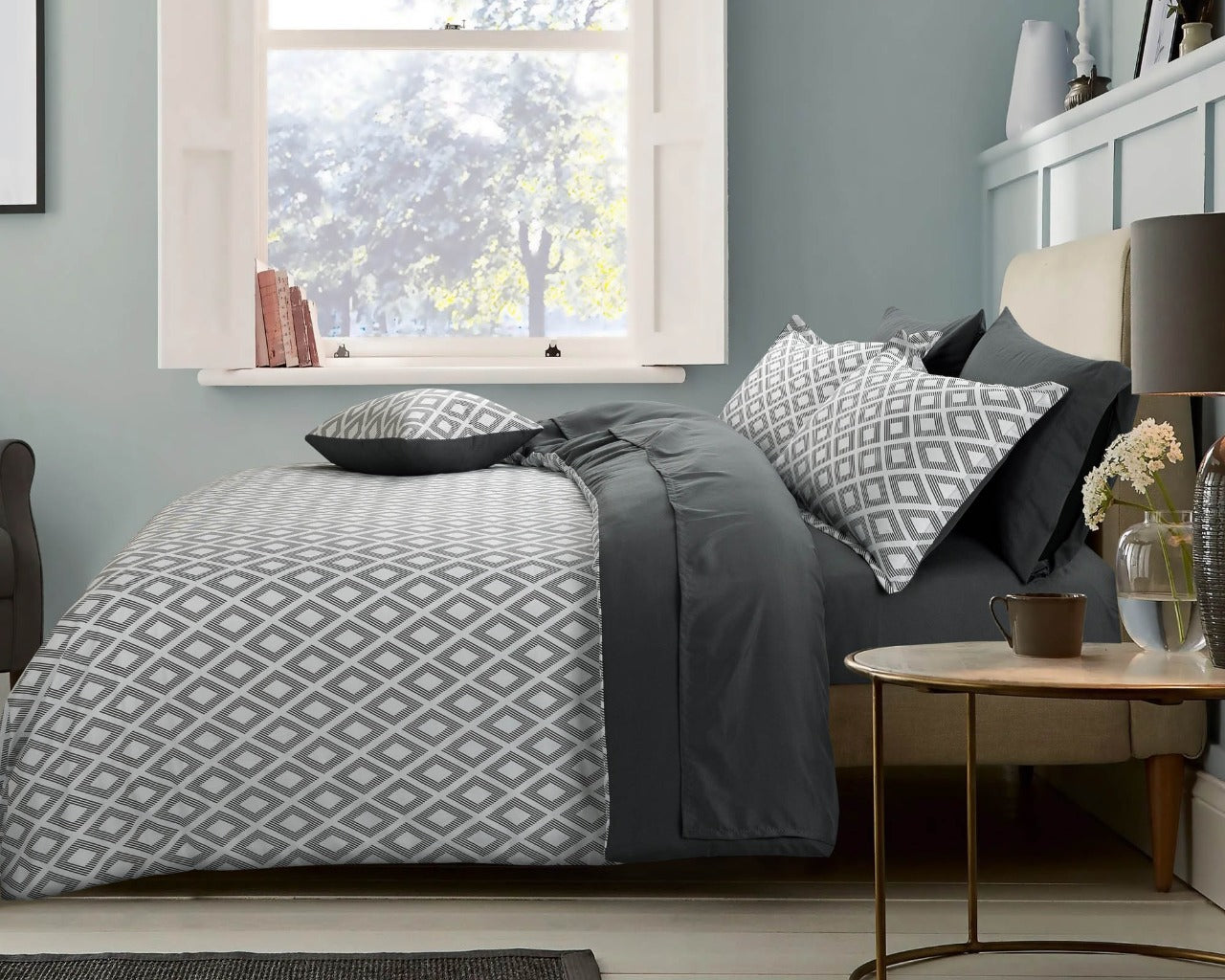 8 PC DARK GREY COMFORTER SET