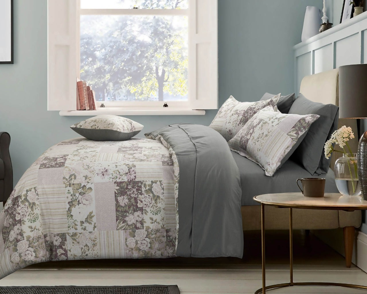 8 PC LIGHT GREY COMFORTER SET
