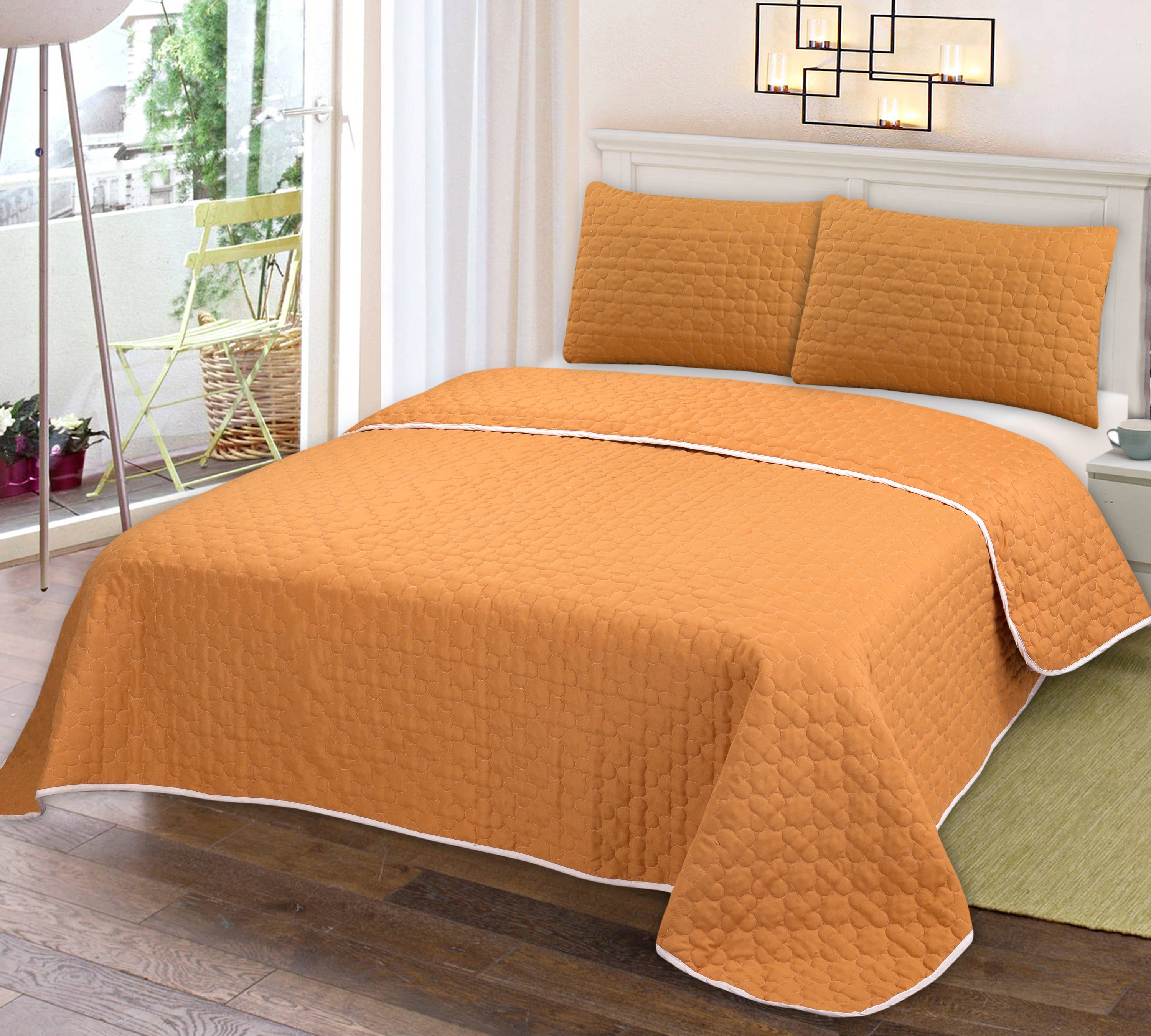 85 GSM MICROFIBER QUILT SET DYED
