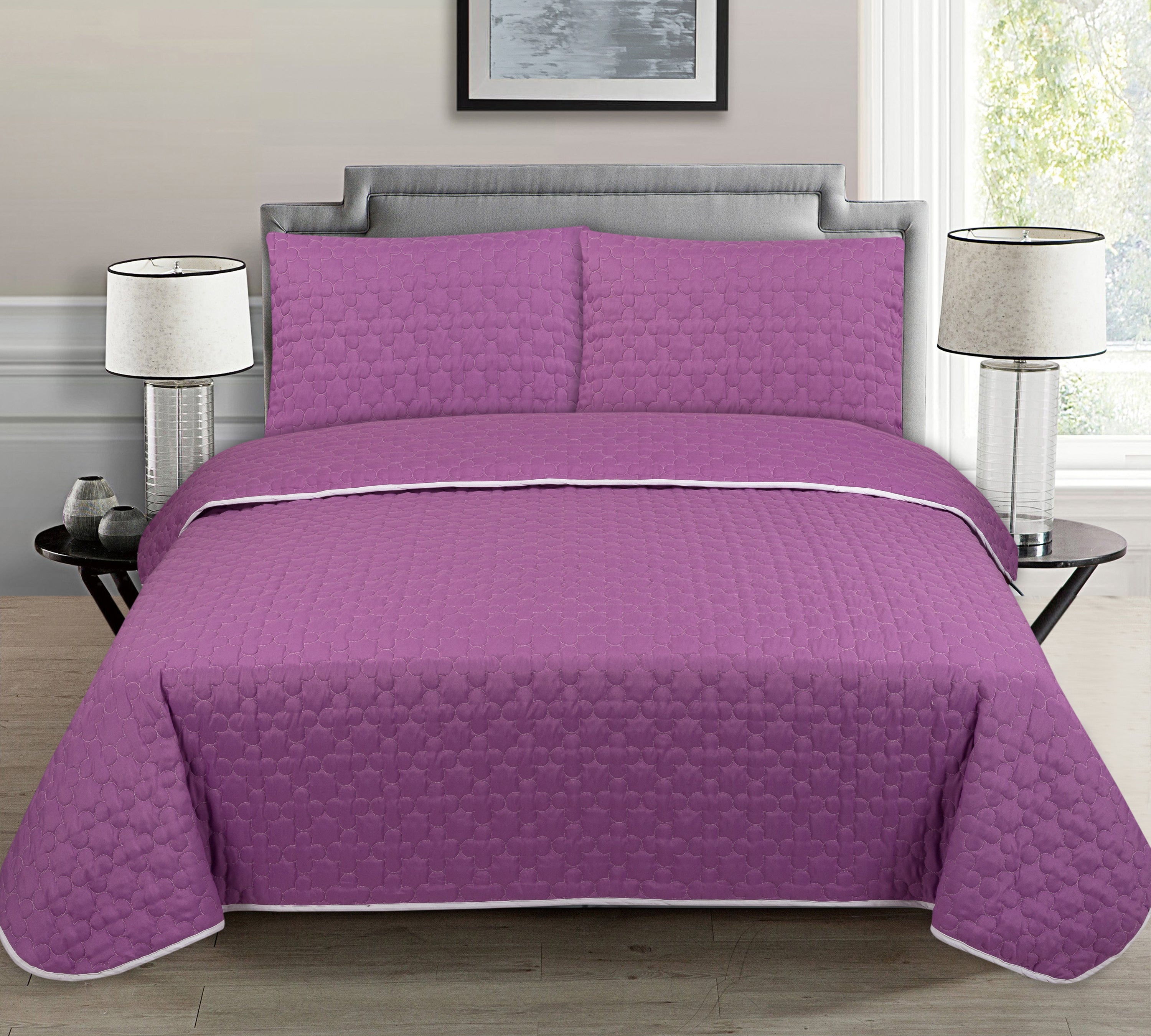 85 GSM MICROFIBER QUILT SET DYED