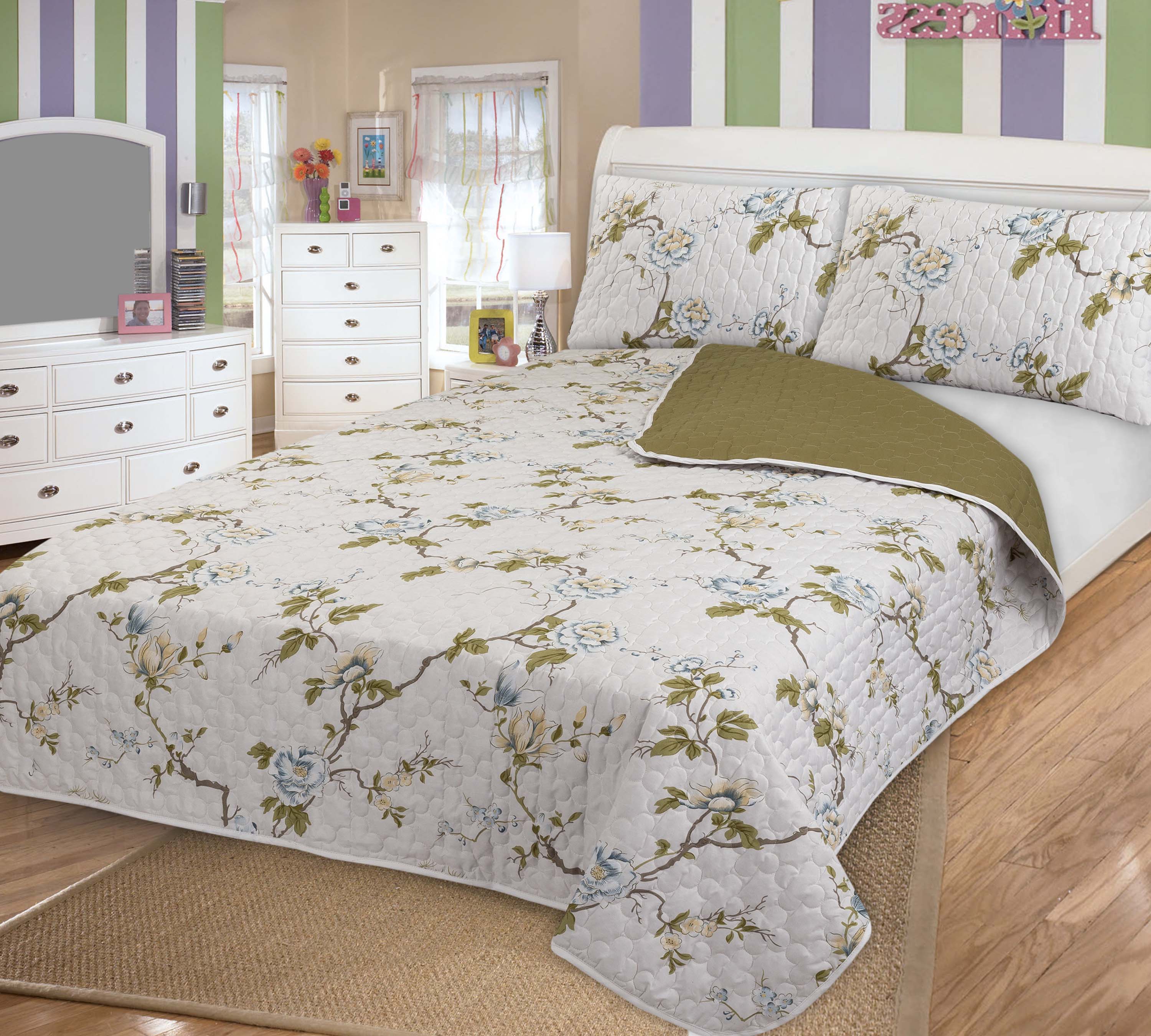 85 GSM MICROFIBER QUILT SET PRINT